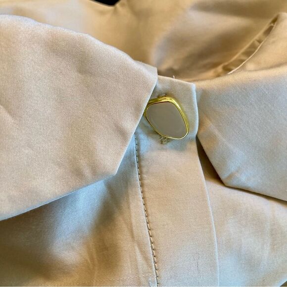 NEW FARM Rio Beige Short Sleeve Mini Dress Ruffle Peter Pan Puffed Size S or M - Picture 9 of 16